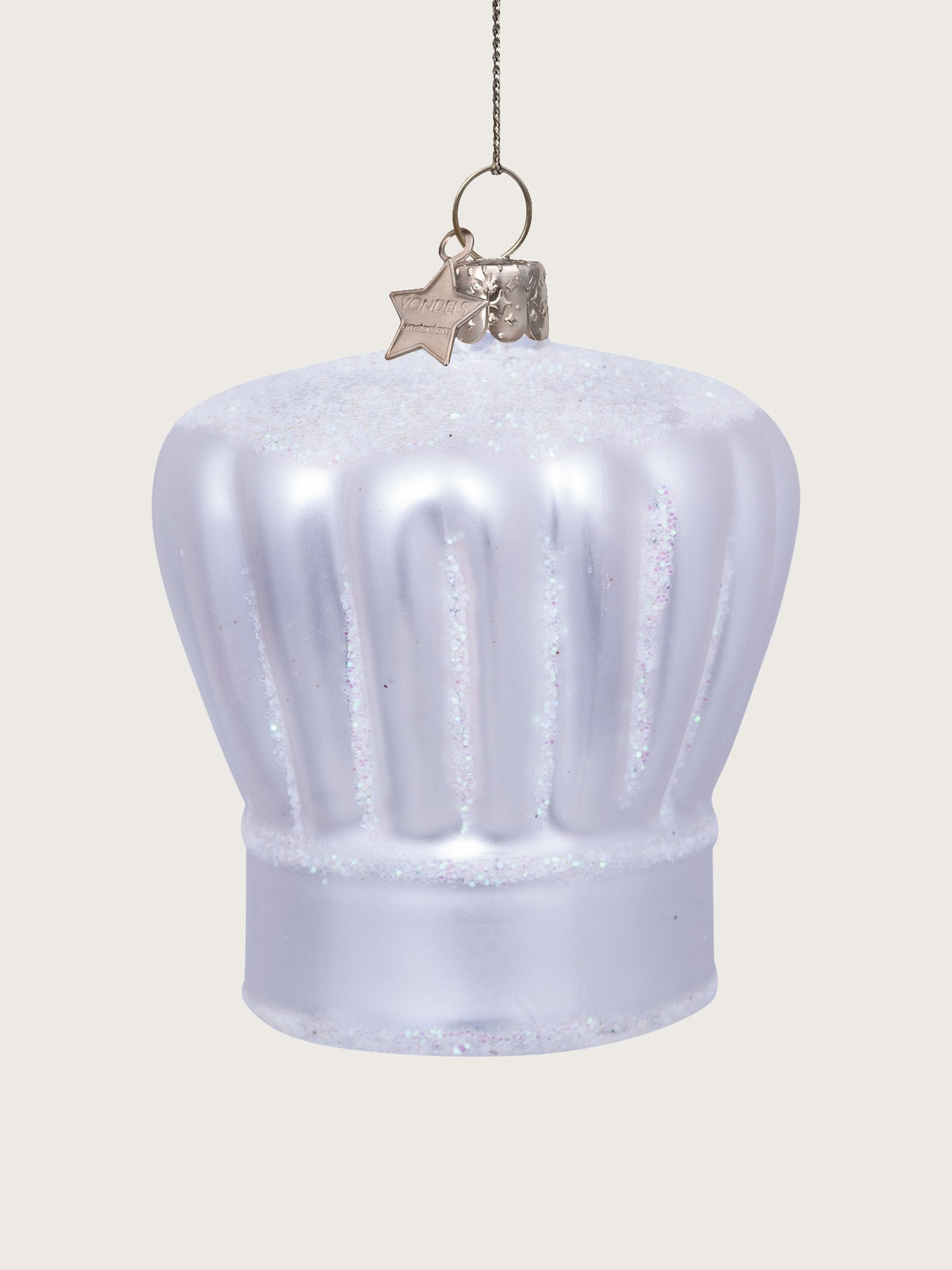 Reverse side showing vertical ribbed pleats with glitter detailing and plain lower band