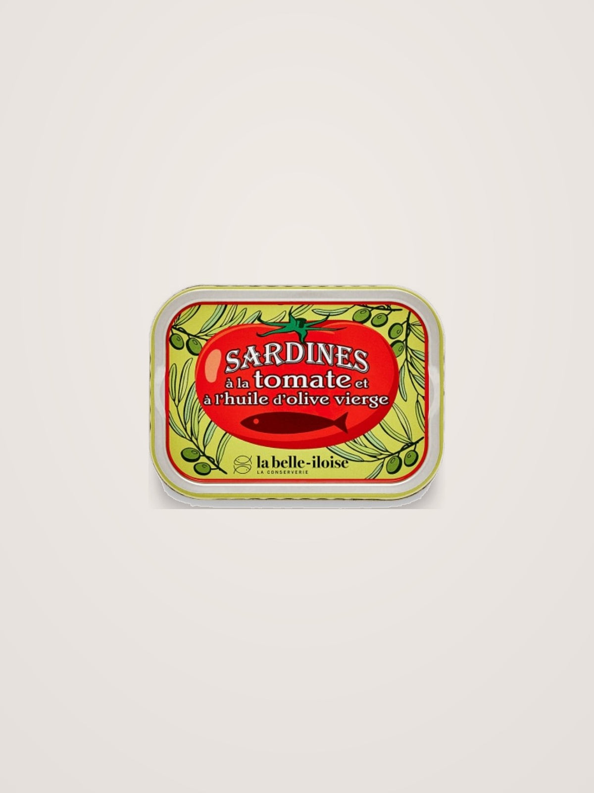 Sardines in extra virgin olive oil and tomato sauce in a green and red tin