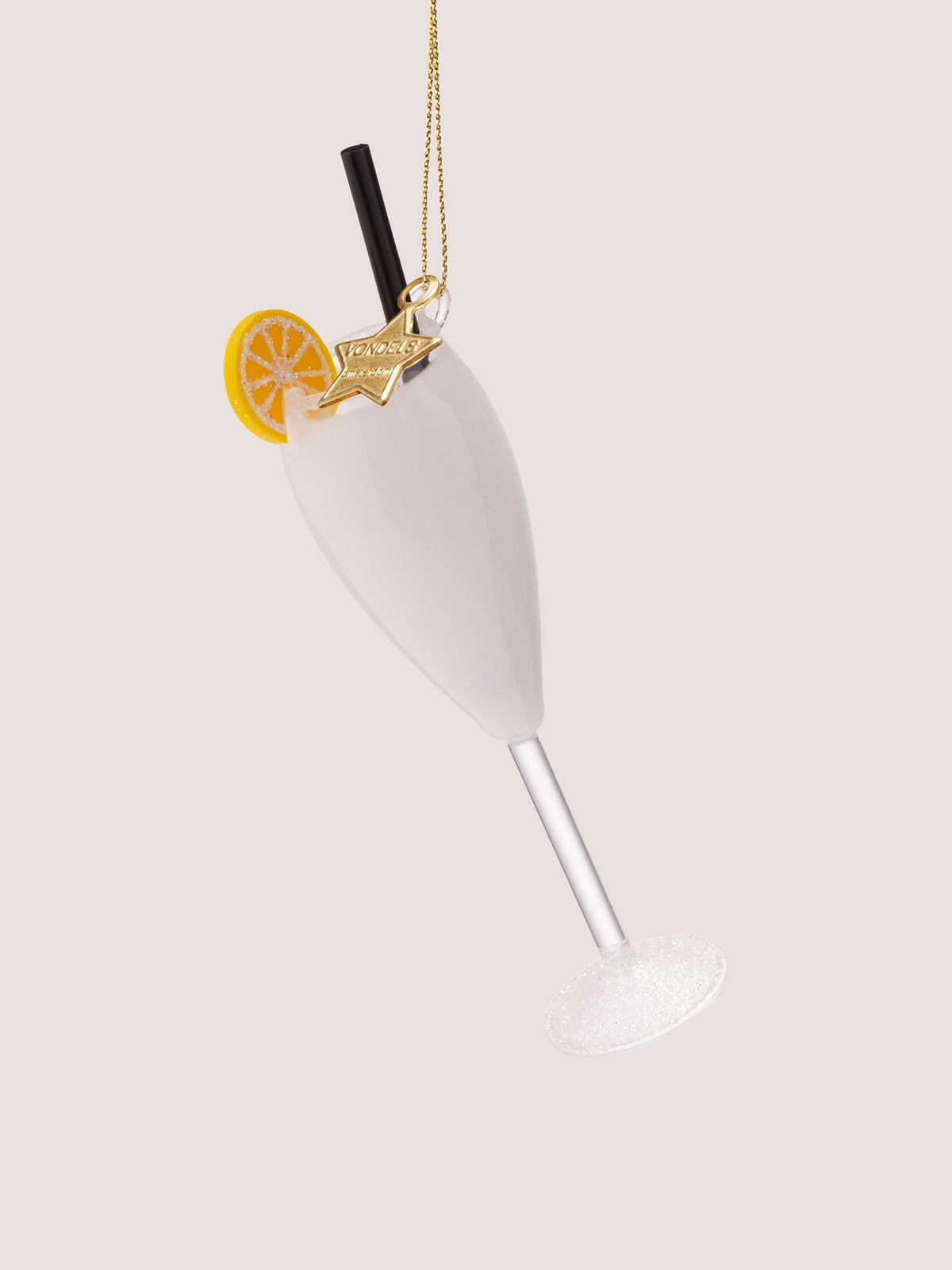 Reverse view of the cocktail ornament with the lemon slice positioned on the left