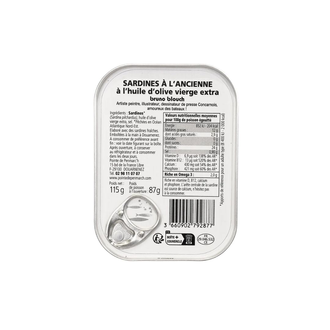 Base of the tin showing French nutritional data, ingredients and ring-pull mechanism