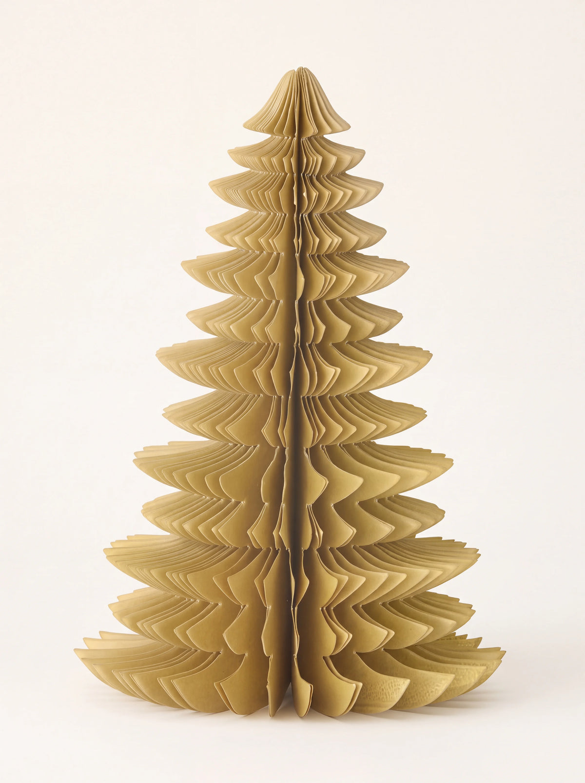 Paper honeycomb tree decoration in pecan brown with tiered folded layers
