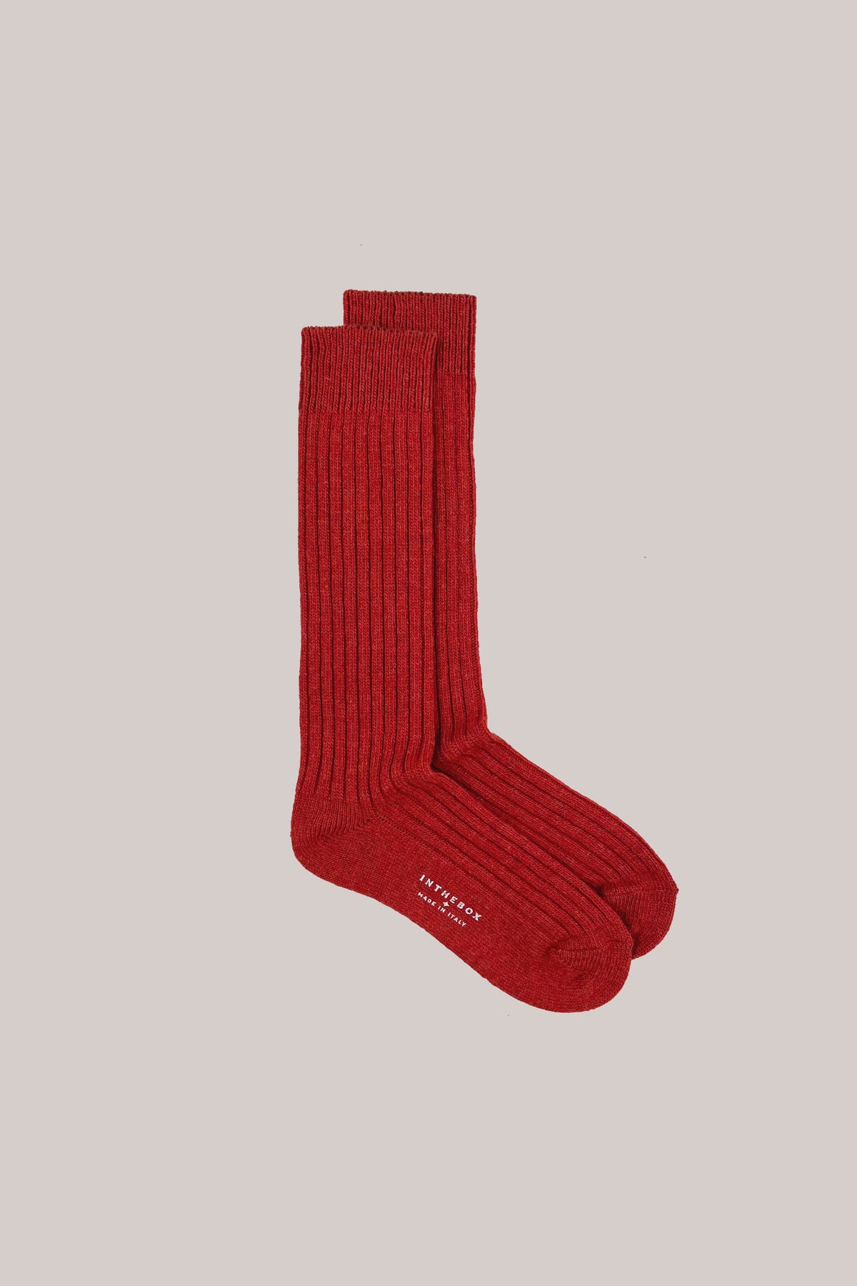 Ribbed orange wool-blend socks with elasticated cuffs and INTHEBOX MADE IN ITALY printed on the sole